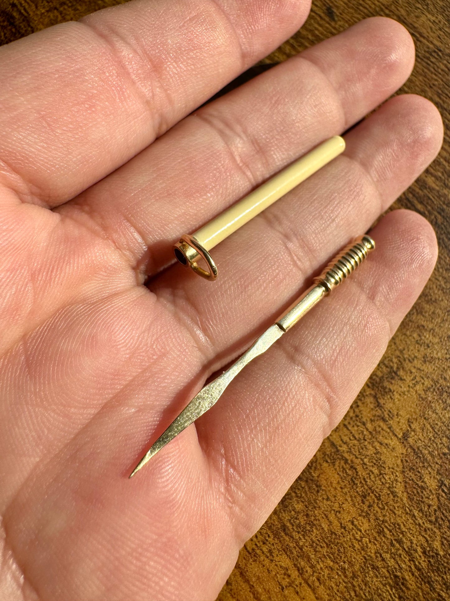 14k Gold Antique Enamel Tooth Pick