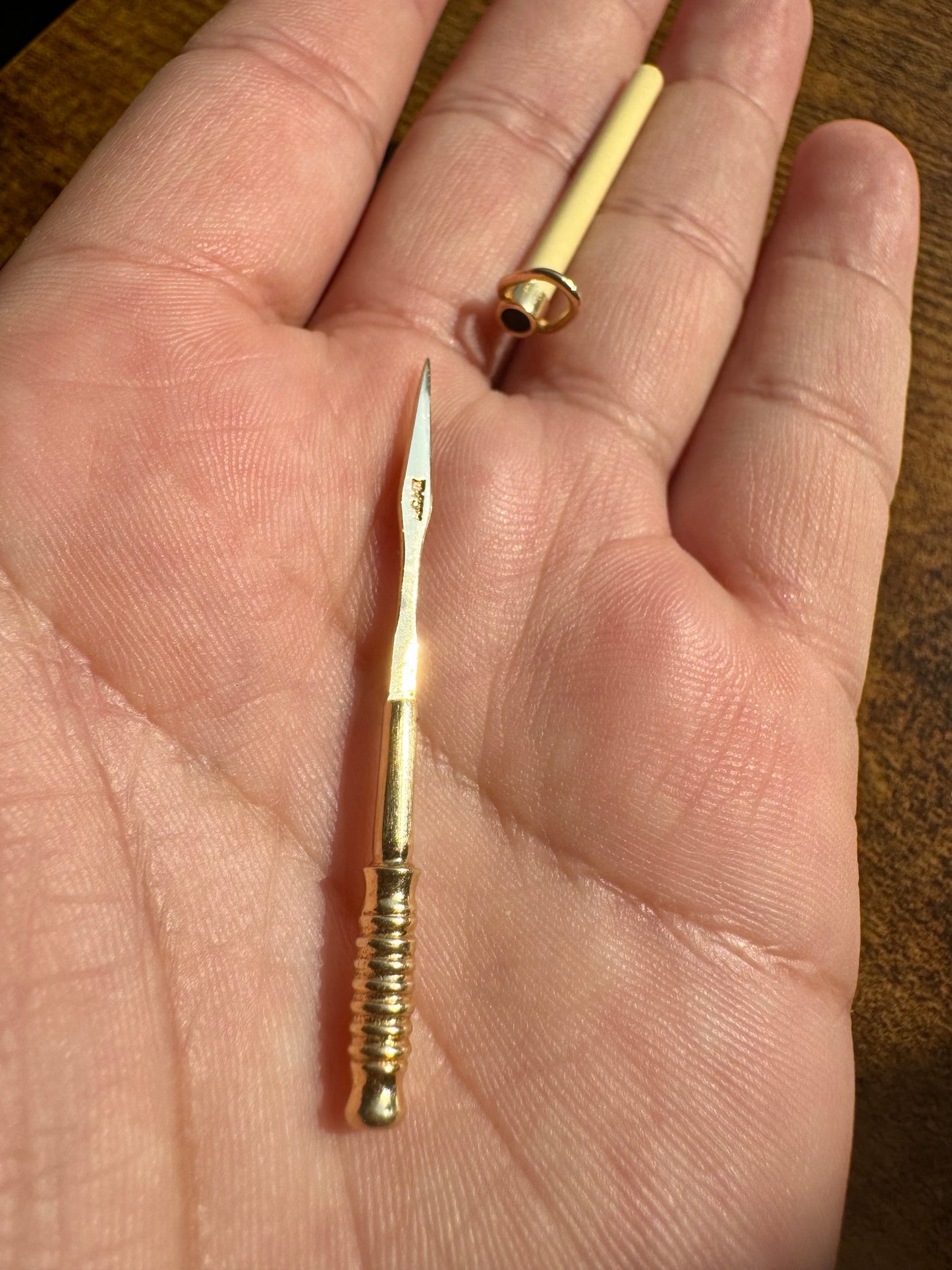 14k Gold Antique Enamel Tooth Pick